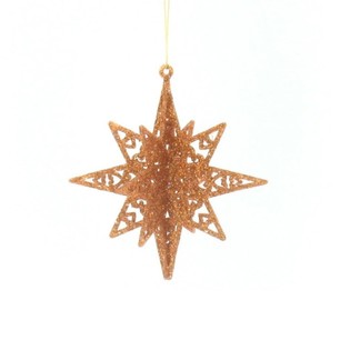 3D Glitterstjerne Orange (12 stk.)