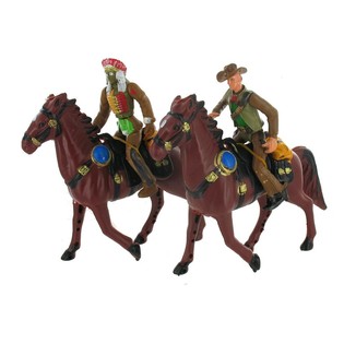 COWBOYS OG INDIANERE P&Aring; HEST (8 stk.)