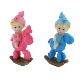 F&oslash;dselstortetopper - Baby p&aring; Gyngehest 9 cm (8 stk.)