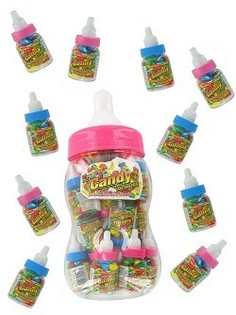 20 Mini-Sutteflasker med Slik i Stor Flaske (2x20 stk.)