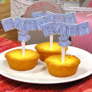 F&Oslash;DSEL CUPCAKE DEKORATIONSPIND - BABYBL&Aring; (12 stk.)