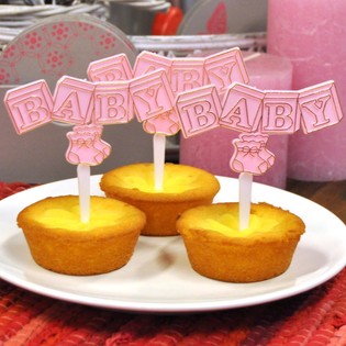 Cupcake Toppers til F&oslash;dsel - Babylyser&oslash;d (12 stk.)