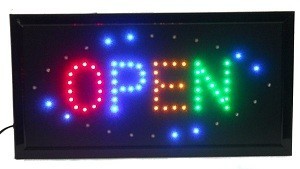 LED Skilt OPEN - 4 Farver - Blinkende