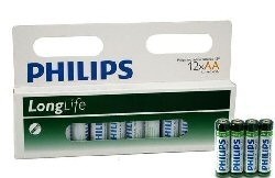 12x BATTERIER "PHILIPS - SUPER HEAVY DUTY" AA - LONGLIFE (12 stk. Blister)