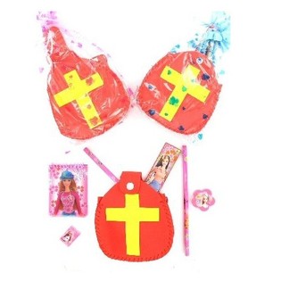 Fyldt Sinterklaas-mitra (Bispestavspose) med Skriveredskaber (12 stk.)