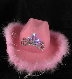 COWBOYHAT MED LYS - ROSA (6 stk.)