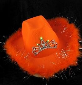 Lysende Cowboyhat - Orange (6 stk.)