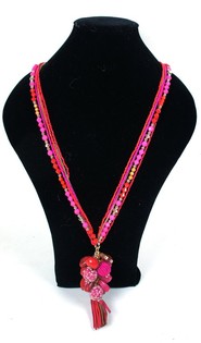 Ibiza Look Halsk&aelig;de Fuchsia (1 stk)