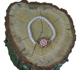 Rosa Ibiza-armb&aring;nd med vedh&aelig;ng (1 stk.)