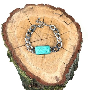 Armb&aring;nd i Ibiza-stil S&oslash;lvlook Bl&aring; (1 stk.)