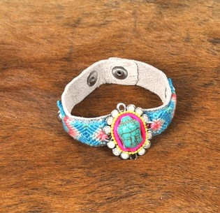 Ibiza Armb&aring;nd i S&oslash;lvlook med Tyrkis Buddha (1 stk.)