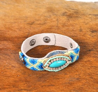 Luksus Ibiza-armb&aring;nd Silverlook & Turkis (1 stk.)
