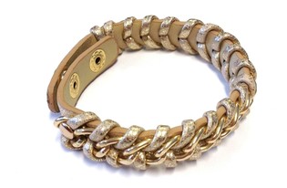 Ibiza-look armbånd flettet guld/brun (1 stk)