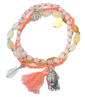 Ibiza Armb&aring;nd Laksefarvet med Buddha (1 stk)