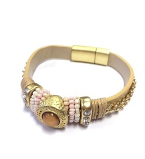 Luksus Ibiza Style Armb&aring;nd Creme / Taupe (1 stk.)