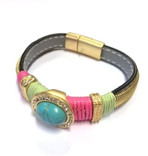 Luksus Ibiza-armb&aring;nd Gr&aring;/Gr&oslash;n/Turkis