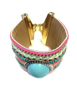 Luksus Ibiza Armb&aring;nd Tyrkis / Rosa (1 stk.)