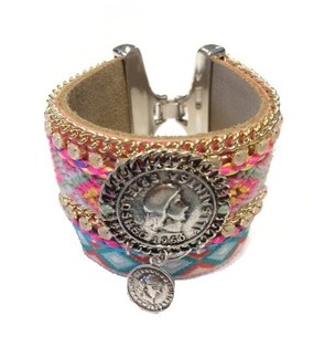 Luksus Ibiza-Style Armb&aring;nd Multicolor M&oslash;nter (1 stk.)