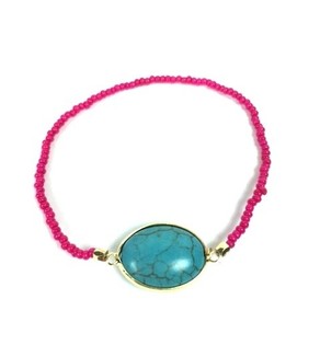 Ibiza-armb&aring;nd Fuchsia med Sten (1 stk.)