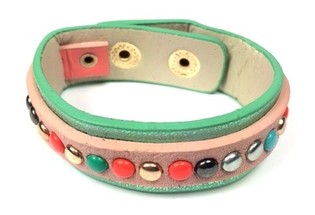 Ibiza Armb&aring;nd med Nitter Gr&oslash;n/Pink (1 stk.)