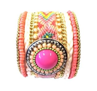 Luksus Bredt Armb&aring;nd Lakser&oslash;d/Pink (1 stk.)