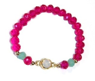 Ibiza Armb&aring;nd Fuchsia Tyrkis med Strass (1 stk)