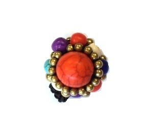 Ring med sten Ibiza-look (1 stk.)