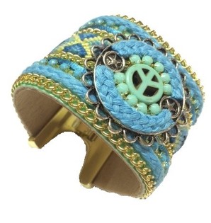 Bredt Armb&aring;nd Bl&aring; Peace (1 stk)