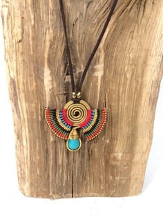 HANDMADE ORIGINALS Halsk&aelig;de med Bluestone R&oslash;d/Brun (1 stk.)