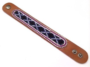 Læderarmbånd Aztek med gennemsigtig stras (1 stk.)