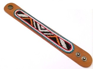 Læderarmbånd Aztec med lyseblå strassten (1 stk.)