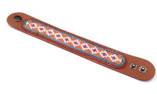L&aelig;derarmb&aring;nd Aztec R&oslash;de Strass (1 stk)