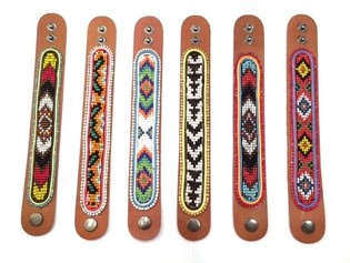 Læderarmbånd Aztek med Strass Mix-pakke (6 stk.)