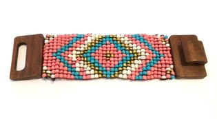 Azteker Armbånd med Trælås Blå/Rosa (1 stk.)