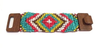 Ibiza Aztec Armb&aring;nd med Tr&aelig;l&aring;s Gult (1 stk)