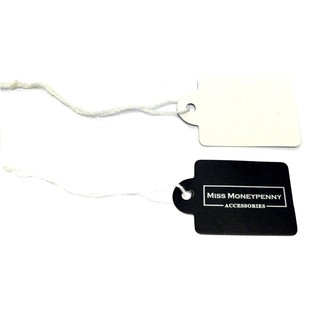Smykkemærke "Miss Moneypenny" med Snor 3x2,5cm (100 stk)