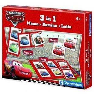 DISNEY PIXAR BILER (CARS) 3-I-1 SPIL - MEMO - DOMINO - LOTTO