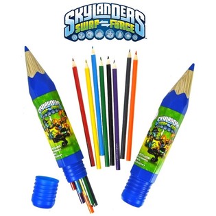 Skylanders Farveblyanter - 8 stk. i Stort R&oslash;r (6 stk.)