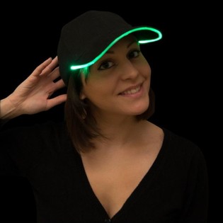 LYSENDE LED-KASKET / PARTY CAPS - FARVE: GR&Oslash;N (12 STK.)