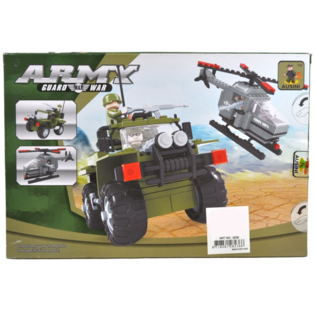 BRICKS Byggeklodser Milit&aelig;rhelikopter og Jeep