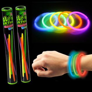 12 stk. Kn&aelig;klys Glowsticks i R&oslash;r (22 r&oslash;r)