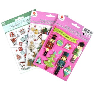 Assorterede 3D Julestickers (6 stk.)
