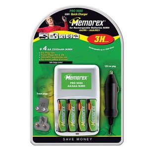 MEMOREX PRO 9660 - Batterioplader + 4x Genopladelige AA-batterier (1 stk)