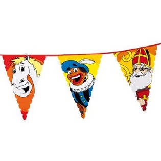 Stor Sinterklaas & Piet Flagguirlande 6 Meter (13 stk)