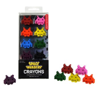8 STYKKER SPACE INVADERS VOKSFARVER I ÆSKE (12 stk.)