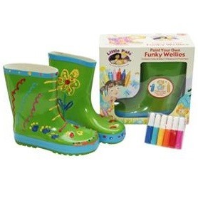 FUNKY WELLIES - FARV DINE EGNE GUMMIST&Oslash;VLER - GR&Oslash;N / STR: 28