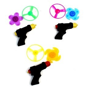 FLYVENDE TALLERKEN-PISTOL + SNURRETOP (48 stk.)