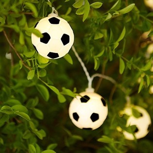 Lyskæde Fodbold SORT/HVID med 10 lamper (9 stk.)