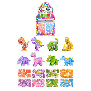 Mini 3D Dinosaur Puslespil i Display (144 stk.)