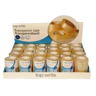 TOPWRITE - 6 RULLER GENNEMSIGTIG TAPE I DISPLAY (24 S&AElig;T &Aacute; 6)
